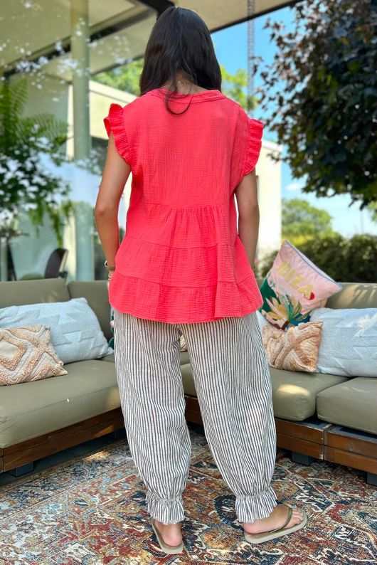 Agnes Cushion Cotton Cap Sleeve Top Watermelon